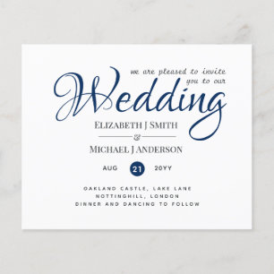 BUDGET Flyer Papier Navy Blauwe Huwelijk