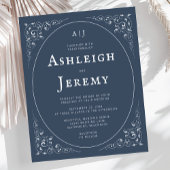 Budget Foliage Indigo Blue Wedding Invite