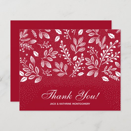 Budget Foliage White Script Cranberry Dank u (Voorkant / Achterkant)
