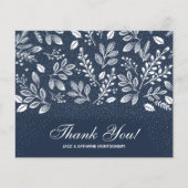 Budget Foliage White Script Navy Blue Dank u (Voorkant)