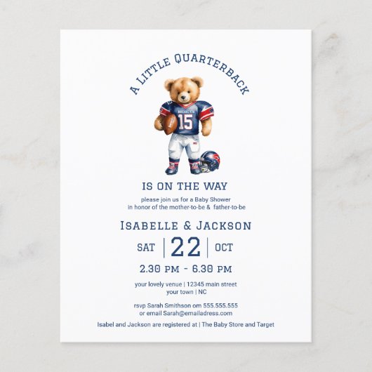 Budget Football Little Quarterback Baby shower (Voorkant)