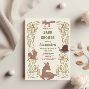 Budget Forest Friends Greenery Baby shower Flyer