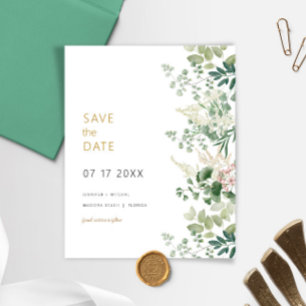 Budget Forest Greenery Wedding Save the Date Kaart