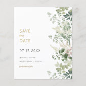 Budget Forest Greenery Wedding Save the Date Kaart (Voorkant)