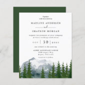 Budget Forest Mountain bruiloft uitnodiging (Voorkant / Achterkant)