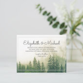 Budget Forest Pine Wedding Invitation Trees Schild Briefkaart (Staand voorkant)