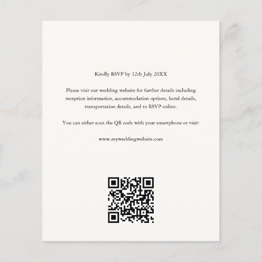 Budget Formele Script Bruiloft Uitnodiging QR Code Flyer (Achterkant)
