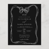 Budget Formele Zwart & Wit Bow Uitnodiging Flyer (Voorkant)