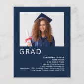 Budget Foto 2022 Navy Blue Afstuderen Invitation (Voorkant)