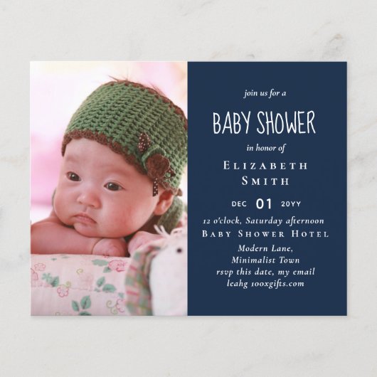 BUDGET Foto aankondiging baby shower bedankt (Voorkant)
