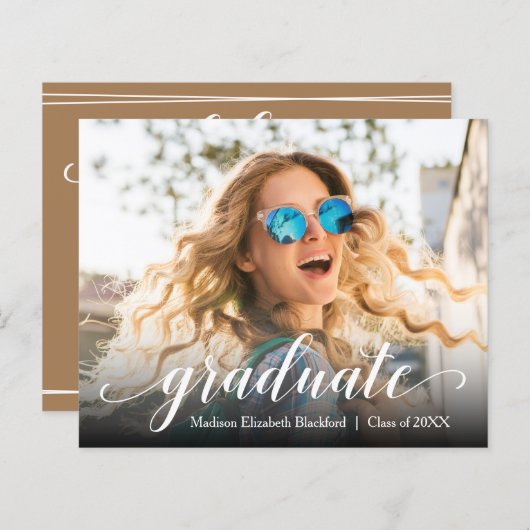 Budget Foto Afstuderen feestelijke uitnodigingen (Voorkant / Achterkant)