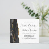 Budget Foto Black Gold Agate Wedding Invitation (Staand voorkant)