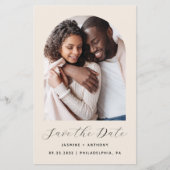 Budget Foto Boog Beige QR Code Save the Date (Voorkant)