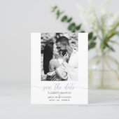 Budget Foto Bruiloft Dusty Blue Save The Date (Staand voorkant)