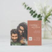 Budget foto bruiloft uitnodiging save date QR code (Staand voorkant)