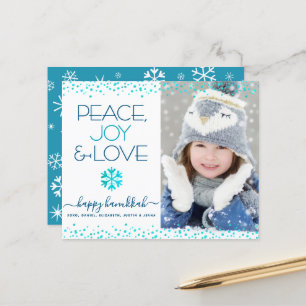 Budget foto Chanoeka Peace Love Sneeuwvlok Kaart