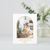 Budget foto Christmas Gold Arch Script Kaart (Staand voorkant)