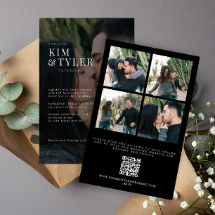 Budget foto collage QR code bruiloft uitnodiging