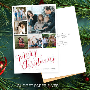 Budget foto collage rood Vrolijk Kerstfeest Flyer