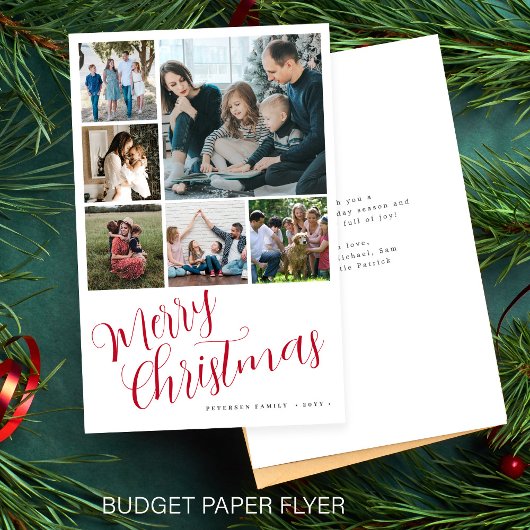 Budget foto collage rood Vrolijk Kerstfeest Flyer