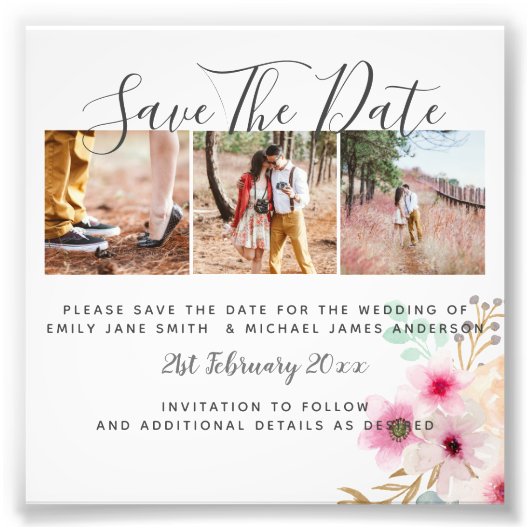 Budget FOTO Collage Save the Dates Weduwhoe Boho Foto Afdruk (Voorkant)