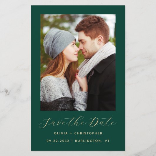 Budget Foto Emerald Gold QR Save the Date (Voorkant)