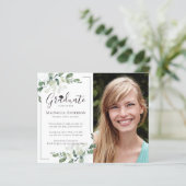 BUDGET Foto Eucalyptus Afstuderen Uitnodiging (Staand voorkant)