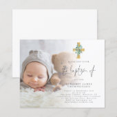Budget Foto Eucalyptus Cross Baptisme Uitnodigen (Voorkant / Achterkant)