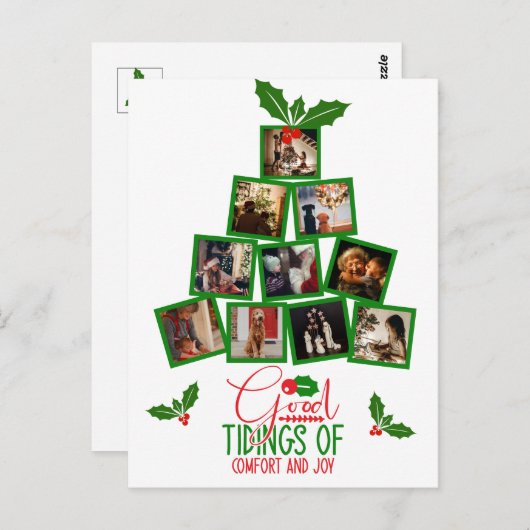 Budget foto gepersonaliseerde groene kerst briefkaart (Voorkant / Achterkant)