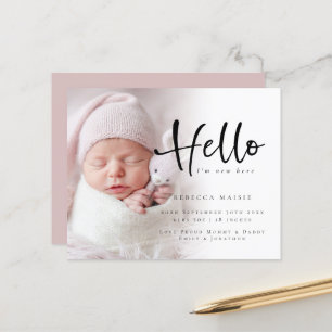 Budget Foto Hallo Girl Pink Birth Aankondiging