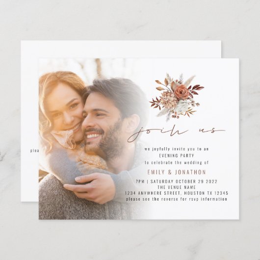 Budget Foto Herfst Florals Evening Wedding Invite (Voorkant / Achterkant)
