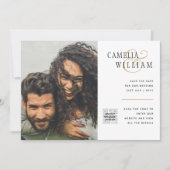 Budget foto huwelijksuitnodiging save date QR-code Kaart (Voorkant)