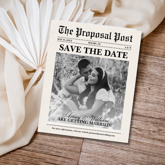Budget Foto Krant Bruiloft Save The Date