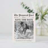 Budget Foto Krant Bruiloft Save The Date (Staand voorkant)