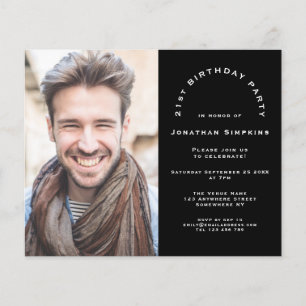 Budget Foto Man 21st Birthday Party Black Invite