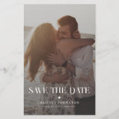 Budget foto moderne bestemming bruiloft save datum flyer (Voorkant)