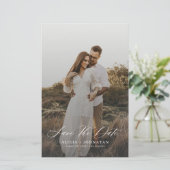 Budget foto moderne elegante bruiloft save the dat (Staand voorkant)