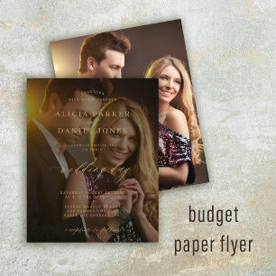 Budget foto overlay gouden trouw uitnodiging flyer