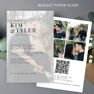 Budget foto overlay QR RSVP bruiloft uitnodiging Flyer
