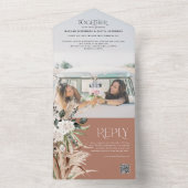Budget foto pampas eucalyptus bruiloft QR Code All All In One Uitnodiging (Binnen)