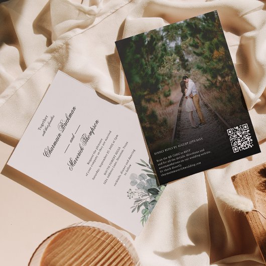 Budget foto QR Code Bruiloft uitnodiging Flyer