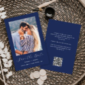 Budget Foto QR Code Navy Blue Save the Date