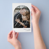 Budget foto QR CODE witte bruiloft save the date Flyer (Hand)