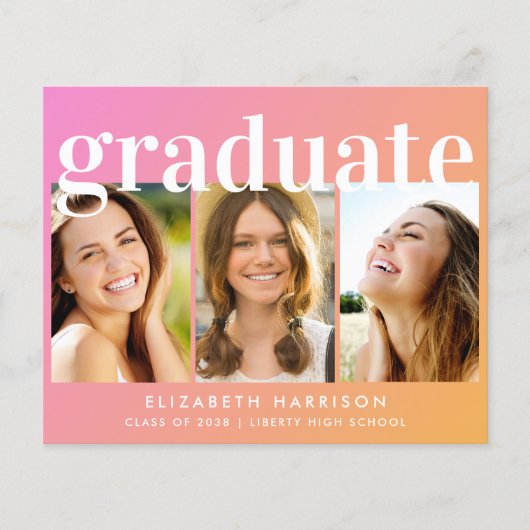 Budget foto Roze Graduation Party uitnodiging (Voorkant)