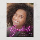 Budget Foto Roze Neon Afstuderen Aankondiging (Voorkant)