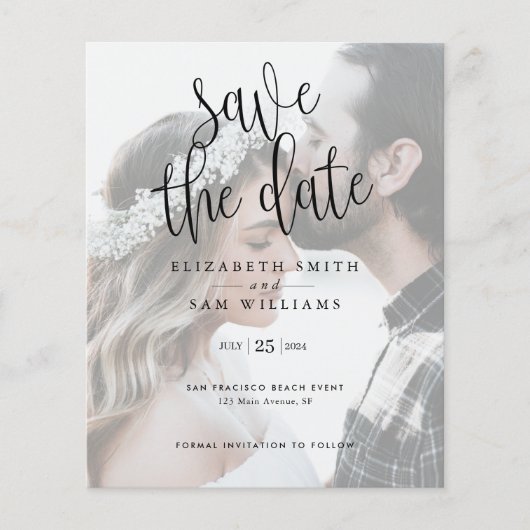 Budget Foto Save the Date Eenvoudig Elegant Flyer (Voorkant)