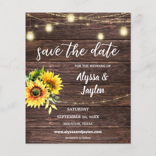 Budget Foto Sunflower Wood & Licht Sparen de Datum Flyer (Voorkant)