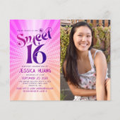 Budget foto Sweet 16 Roze Sinaasappel Gradient Inv (Voorkant)