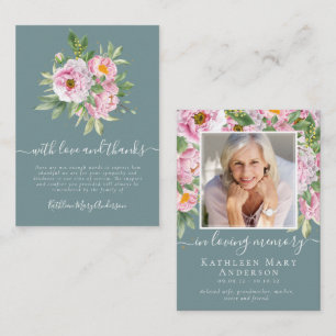 Budget Foto Sympathie Floral Funeral Bedankt niet Notitiekaartje