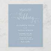 Budget Foto van Dusty Blue Script Weduwen Uitnodig (Voorkant)